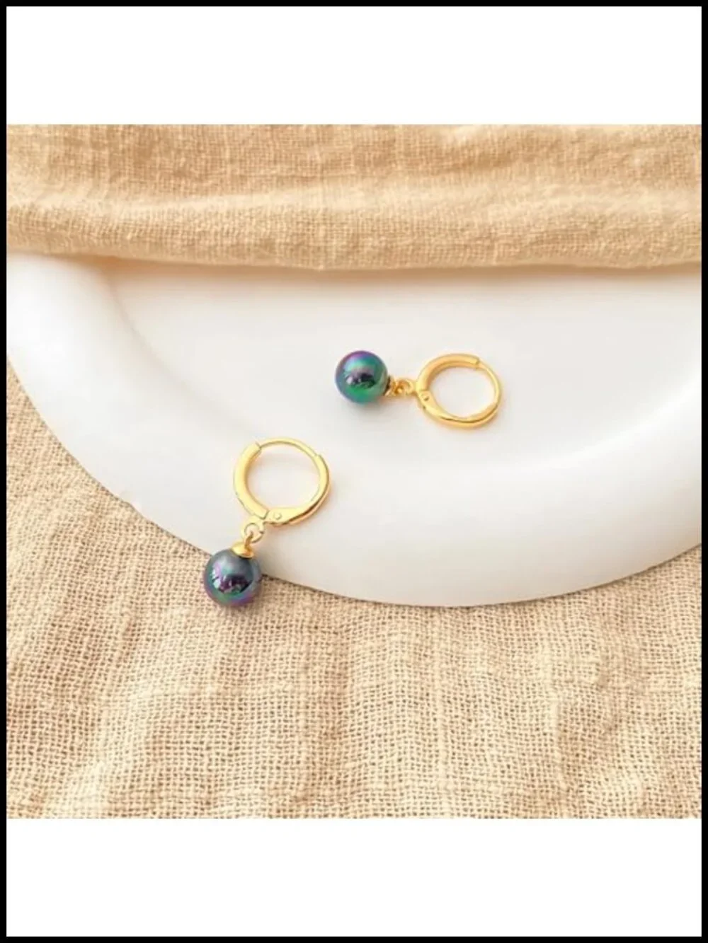 Gold-Tone Huggie Hoop Earrings with Pearl Drop, Lever-Back Closure
